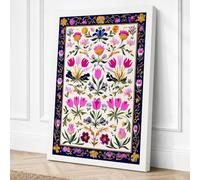 Floral Folk Garden Boho Canvas Wall Art Print 30x20 Inch