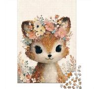 Floral Fox Art Print Jigsaw Puzzles Puzzle for Adults Kids. 1000 Pieces Whimsical Challenge Toy Educational Game Home Decoration for Educational Games Gifts 38x26cm/1000pcs