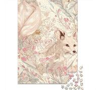 Floral Fox Illustration-1 Jigsaw Puzzles Puzzles for Adults Kids. 1000 Pieces Impossible Challenge Toy Educational Games Home Decoration for Educational Games Gifts 52x38cm/1000pcs