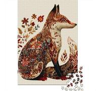 Floral Fox Illustration-3 Jigsaw Puzzles Puzzle for Adults Kids. 1000 Piece Impossible Challenge Toy Educational Games Home Decoration for Adults& Kids Age 14 Years Up 70x50cm/1000pcs