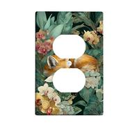 Floral Fox Light Switch Cover Plates/Outlet Covers, Green Tropical Leaves with Orchids, Thermoplastic Wall Plates, Standard Size Single Duplex Outlet