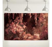 Floral Fox Wall Backdrop, Vintage Nature Photography Background, Birthday Party Decorations for Kids, Spring Festival Rustic Theme Decor 71x43 Inch