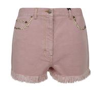 Floral Frayed Denim Shorts - female - Valentino Garavani - Denim Shorts - Pink - W26 - Shorts W26
