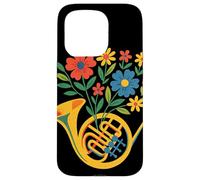 Floral French Horn Music Lover Botanical Instrument Design Case for iPhone 15 Pro