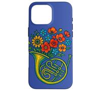 Floral French Horn Music Lover Botanical Instrument Design Case for iPhone 16 Pro Max