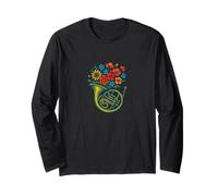 Floral French Horn Music Lover Botanical Instrument Design Long Sleeve T-Shirt
