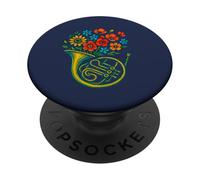 Floral French Horn Music Lover Botanical Instrument Design PopSockets Adhesive PopGrip