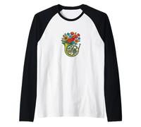 Floral French Horn Music Lover Botanical Instrument Design Raglan Baseball Tee