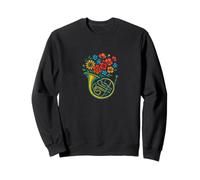 Floral French Horn Music Lover Botanical Instrument Design Sweatshirt