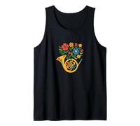 Floral French Horn Music Lover Botanical Instrument Design Tank Top