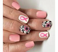 Floral French Tip Press On Nails 24Pcs Flexible ABS Materials Rose Ribbon Design Quick Wear Artificial Nails Party Ready Ribbon False Nail French Styles