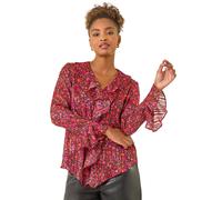 Floral Frill Metallic Blouse Roman Pink 14