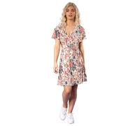 Floral Frill Sleeve Belted Wrap Dress Dusk Ivory XS