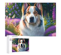 Floral Garden with Dog Jigsaw Puzzle, 1000 PCS, Relaxing Activity for Adults, A Creative Way to Unwind after A Busy Day, for Family Fun