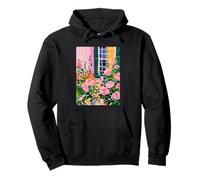 Floral Garden with Pink Roses Spring Aesthetic Summer Vibes Pullover Hoodie