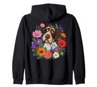 Floral German Wirehaired Pointer Dog Mom Vintage Wildflower Zip Hoodie