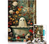 Floral Ghost in BathtubJigsaw Puzzles 2000 Piece for Adults Train your brain and hands is ideal as gifts for the whole family 70x100cm
