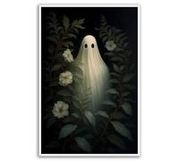 Floral Ghost Wall Art, Antique Oil Painting, Spooky Decor, Dark Academia, Botanical Dark Art, Gothic Victorian Indoor Decor for Home Offices Living Room Bedroom Dining Room farmhouse