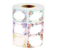 Floral Gift Stickers - Simple Wrapping, 250 Piece Coated Paper Roll, Write On Label, Self Adhesive 3x5cm, Decorative Seal For Mason Jar,