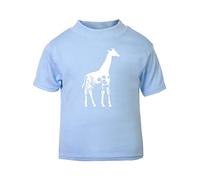 Floral Giraffe Silhouette Watercolour Cut Out Short Sleeve Cotton Toddler t Shirt, 1-2 Years, Pastel Blue