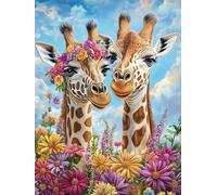 Floral Giraffes Stamped Cross Stitch Kits for Beginners Adults - Preprinted 11CT Easy Pattern Needlepoint Kits, Arts and Crafts for Home Decor (11.8x15.7inch) 637