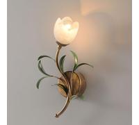 Floral Glass Flower Wall Sconce Vintage Gold Kitchen Wall Light Fixtures Over Sink Double Wall Mounted Bathroom Vanity Light Antique Farmhouse Wall Lamp For Bedroom Bedside Living Room Hallway