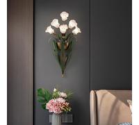 Floral Glass Flower Wall Sconce Vintage Gold Kitchen Wall Light Fixtures Over Sink Wall Mounted Bathroom Vanity Light Antique Farmhouse Wall Lamp For Bedroom Bedside Living Room Hallway(White)