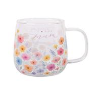 Floral Glass Mug 450Ml I Love You Mum Hot Drinks Tea Coffee Mug Cup Gift Mom