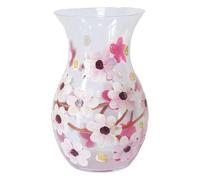 Floral Glass Vase For Home or Office. Beautiful Flower Vase with Lynsey Johnstone design in matching Gift Box (Pink Blossom 8663)