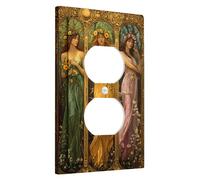 Floral Goddess Switch Cover Plates, Pastel Green Spring Flowers for Home Decor, Thermoplastic Wall Plates, Standard Size Single Duplex Plug