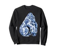 Floral Gorilla with Flowers Delft Art Chinoiserie Blue Toile Sweatshirt