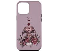 Floral Goth Moth Skull Vintage Dark Romance Moon Phase Case for iPhone 12 Pro Max