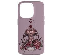 Floral Goth Moth Skull Vintage Dark Romance Moon Phase Case for iPhone 14 Pro