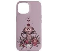 Floral Goth Moth Skull Vintage Dark Romance Moon Phase Case for iPhone 15
