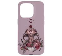 Floral Goth Moth Skull Vintage Dark Romance Moon Phase Case for iPhone 15 Pro