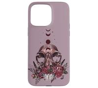 Floral Goth Moth Skull Vintage Dark Romance Moon Phase Case for iPhone 15 Pro Max