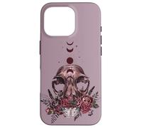 Floral Goth Moth Skull Vintage Dark Romance Moon Phase Case for iPhone 16 Pro