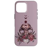 Floral Goth Moth Skull Vintage Dark Romance Moon Phase Case for iPhone 16 Pro Max