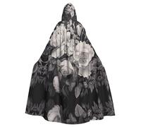 Floral Graphite Print Hooded Cloak,Halloween Hooded Cloak,Halloween Christmas Cosplay Costume