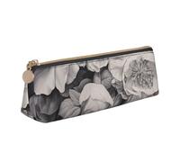 Floral Graphite Triangle Leather Case Multi Functional Cosmetic Bag Portable Makeup and Stationery Storage Bag , White, One Size, Lightweight