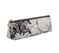 Floral Graphite Triangle Leather Case Multi Functional Cosmetic Bag Portable Makeup and Stationery Storage Bag , White, One Size, Lightweight, White, One Size, Lightweight