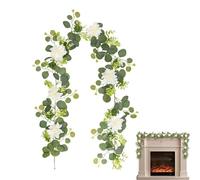 Floral Greenery Garland - Eucalyptus Garland with Flowers | Fake Wreaths Decoration - 6ft Artificial Eucalyptus Garland Greener Floral Garland for Table Background Wall Decoration