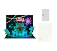 Floral Greeting Card with Musical Effect, Black cake | Blooming and Elegant Floral Designs with Twinkling LED Lights and Musical Effect for Birthday Celebration Party