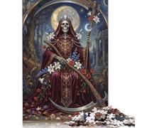 Floral Grim Reaper Wooden Jigsaw Puzzle 1000 Pieces, Moonlit Horror Pattern