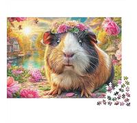 Floral Guinea Pig 500 Pieces Cartoon Style Jigsaw Puzzles for Adults Fun Toy Intellectual Game Stress Relief Education Game Home Decoration Premium & Durable (500pcs (52x38cm))