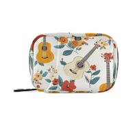 Floral Guitar Pattern Design Pill Bags with Detachable Compartments, Practical 2 Times a Day Pill Organizer for Purse