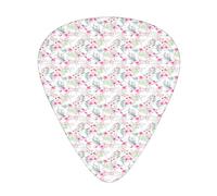 Floral Guitar Picks 12 Pack Universal ABS Guitar Picks,Harmony of The Nature Theme with Pastel Toned Exotic Flowers and Flying s,for Acoustic and Electric Guitar