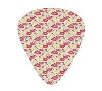 Floral Guitar Picks Picks 12 Pack with Thin Box,Floral Pink Garden Abstract Draw Tiny Birds with Botanical Theme,Special Guitar Plectrums Gift Set for Guitarist,Pink