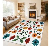 Floral Guitar Rugs for Living Room Bedroom, Bohemian Flower Area Rugs Large 80x150 cm, Washable Non Slip Pattern Carpet Home Decor C&J47