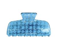 Floral Hair Claw Clip for Women, Strong Hold Transparent Shark Clip, Durable PVC Hair Accessory for Thick and Fine Hairs, Non-Slip Styling Tool, 8cm Floral Design Blue